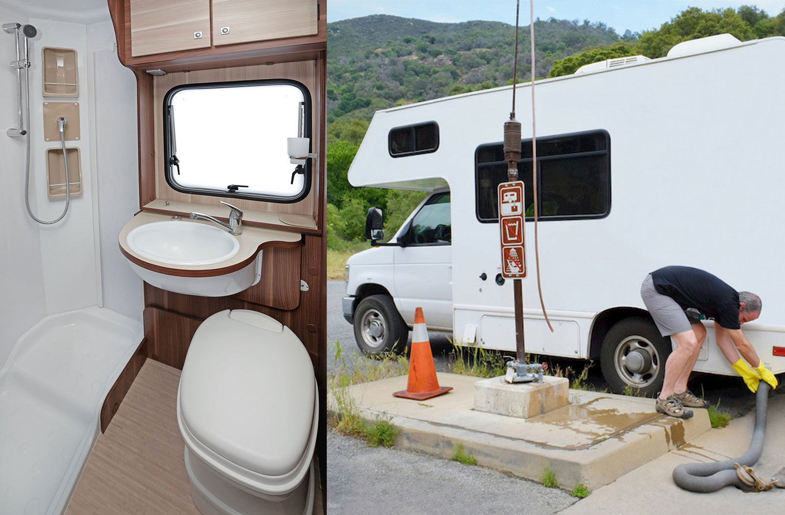 Portable RV/camper toilet and holding tank setup in Livingston, Montana